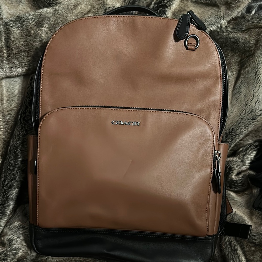 Coach Men's Brown and Black Backpack NWOT